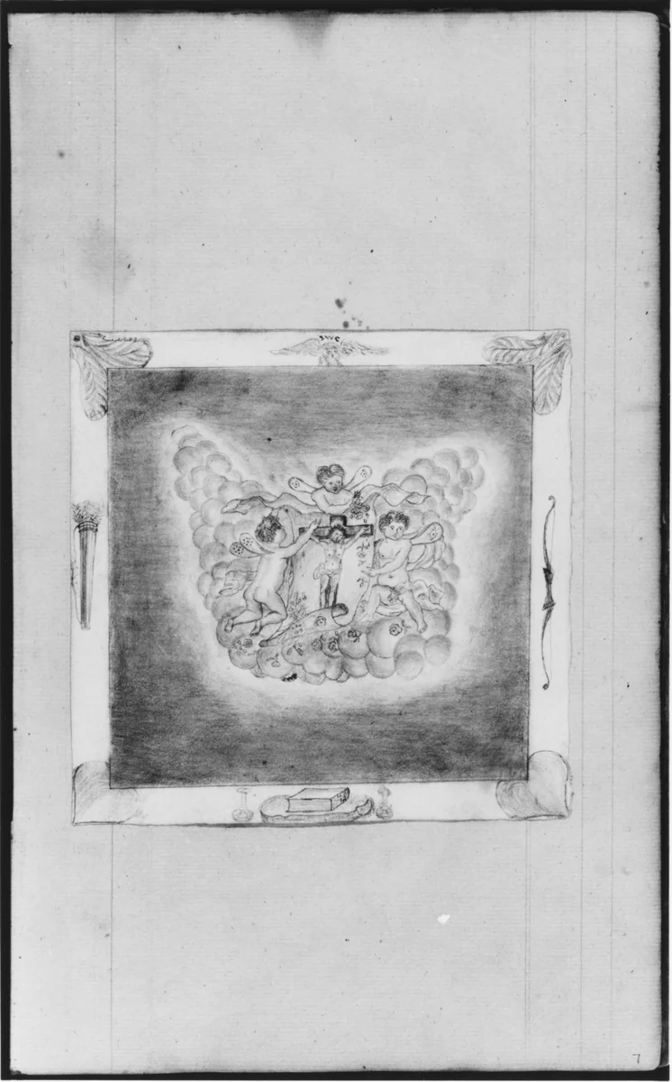 Crucifixion with Angels (from Sketchbook) by John William Casilear, artwork, 1811-1893