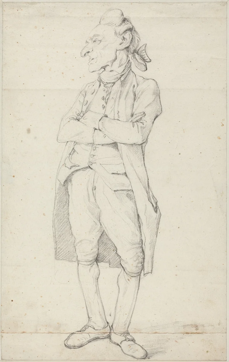A Gentleman Standing with His Arms Crossed by François-André Vincent, drawing, 1746-1816