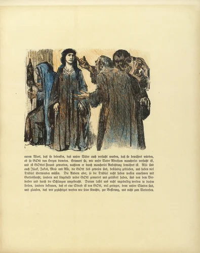 Chambri and Charmi Visiting Judith (Chambri und Charmi bei Judith) (in-text plate, folio 17) from Das Buch Judith (The Book of Judith) by Lovis Corinth, illustrated book, 1910
