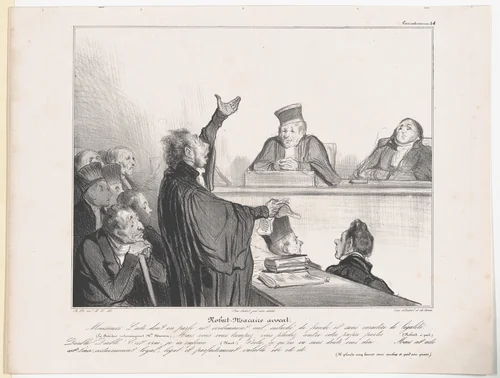 Plate 44: Robert Macaire, Barrister, from 'Caricaturana,' published in Les Robert Macaires by Honoré Daumier, print, 1838