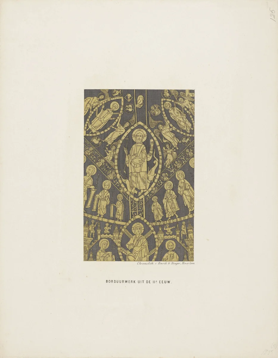 Borduurwerk, 11e eeuw by anonymous, print, 1857-1864