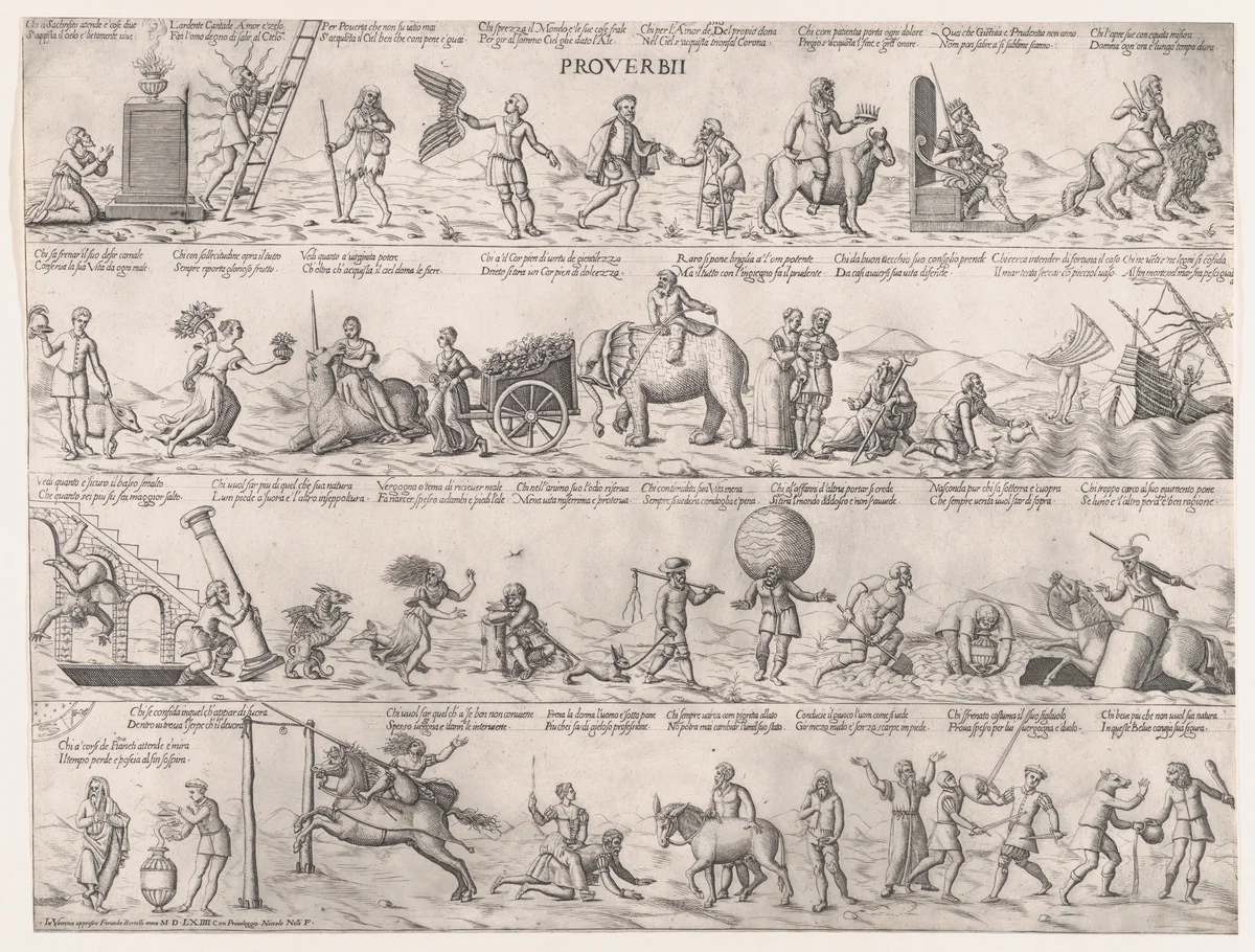Proverbi (Proverbs) by Nicolò Nelli, print, 1564