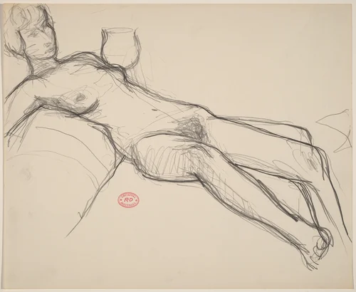 Untitled [female nude reclining on sofa] by Richard Diebenkorn, drawing, 1955-1967