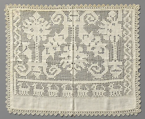 Strook voor een dwaal met kantborduurwerk met viervoeters langs de rand by anonymous, other, 1550-1599