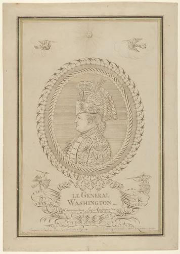 Calligraphic Profile Portrait of George Washington by Pierre Jean Paul Berny de Nogen, drawing, 1772-1782