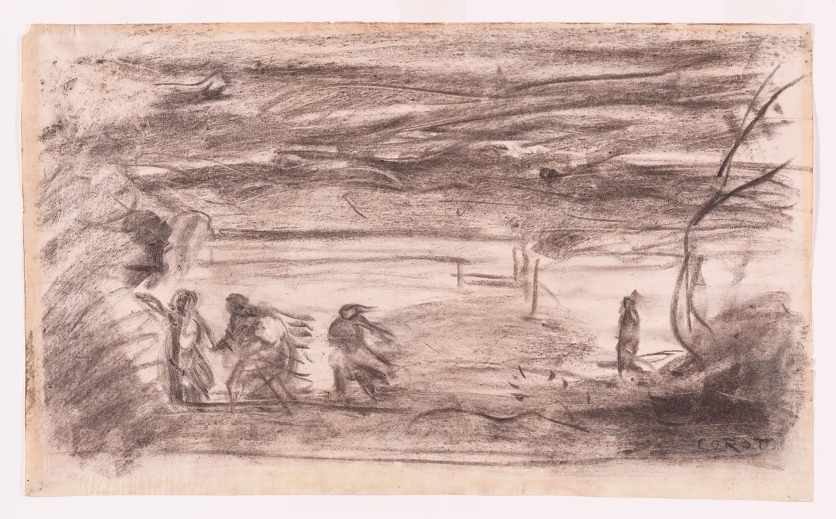 The Destruction of Sodom by Camille Corot, drawing, 1852-1862