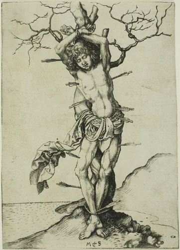 St. Sebastian by Martin Schongauer, print, 1469-1474