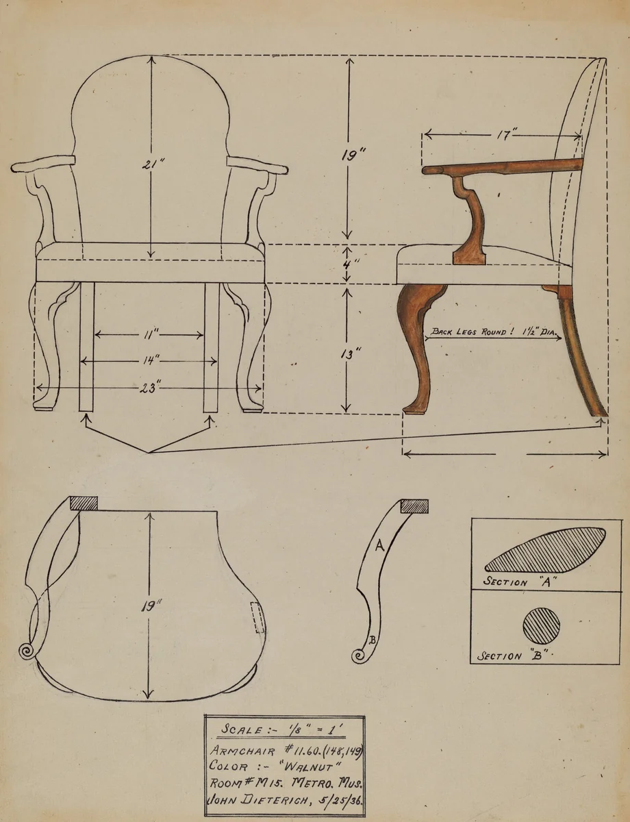 Chair by John Dieterich, index of american design, 1936