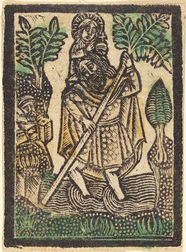 Saint Christopher by Master of the Aachen Madonna, print, 1470-1480
