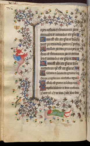 Hours of Charles the Noble, King of Navarre (1361-1425): fol. 35v, Text by Master of the Brussels Initials and Associates, book, 1400-1410