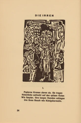 Die Irren I (The Mad I) (headpiece, page 24) from Georg Heym: Umbra Vitae (Georg Heym: The Shadow of Life) by Ernst Ludwig Kirchner, volume, 1924