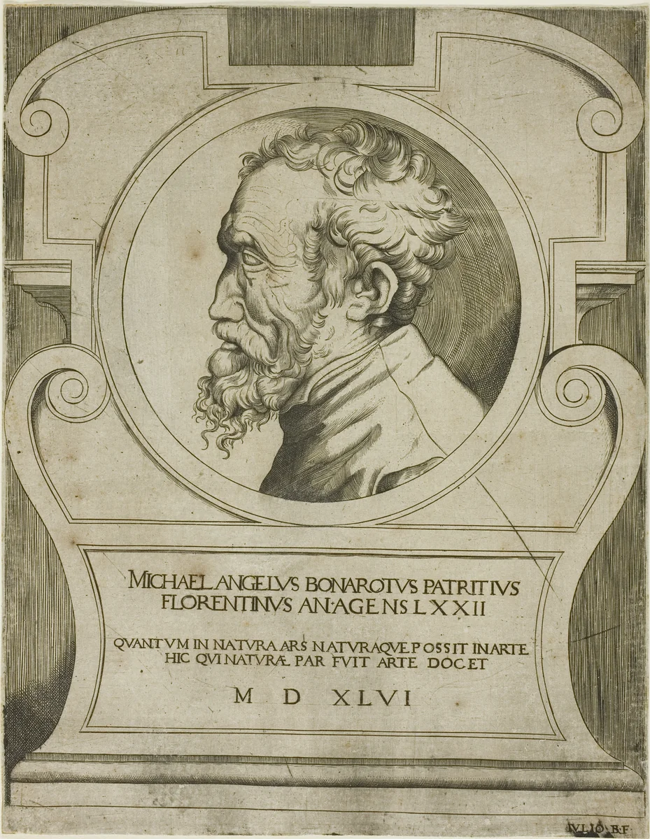 Michelangelo by Giulio Bonasone, print, 1546