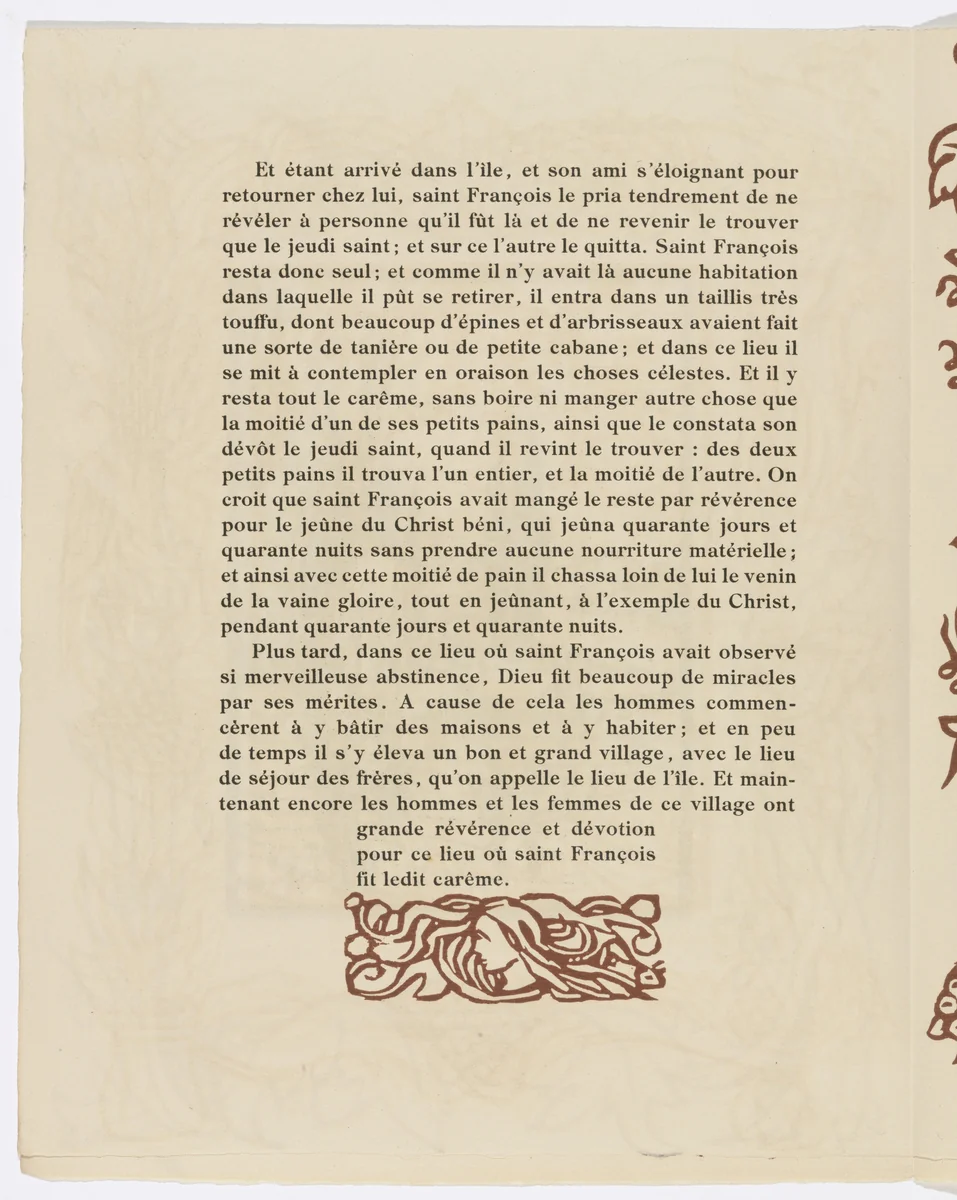 Tailpiece (page 52) from Les Petites Fleurs de St. François (The Little Flowers of St. Francis) by Émile Bernard, illustrated book, 1928