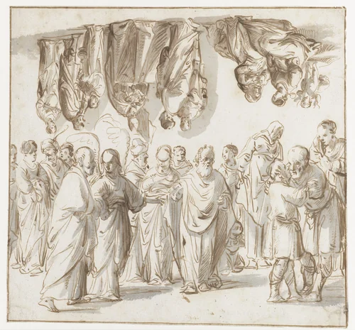 Studieblad met diverse figuren by Pieter Jansz, drawing, 1630-1672