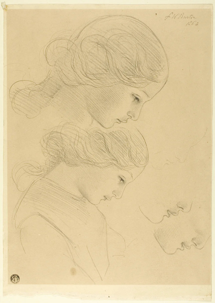Sketches of Woman's Profile by Frederick William Burton, drawing, 1863