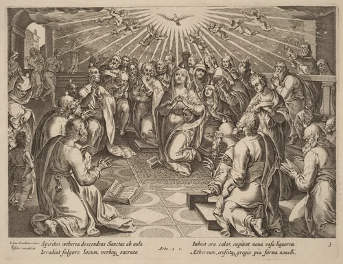 Pentecost by Philip Galle, print, 1537-1612
