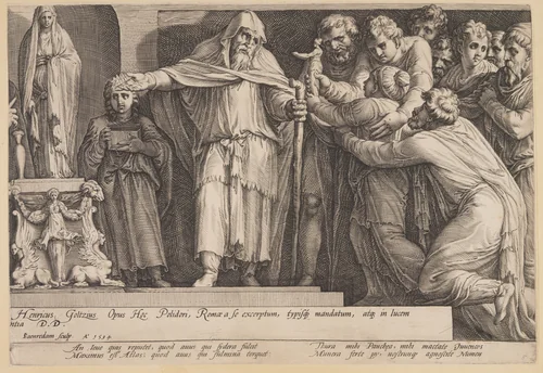 The Punishment of Niobe (Plate 5) by Jan Saenredam, print, 1594