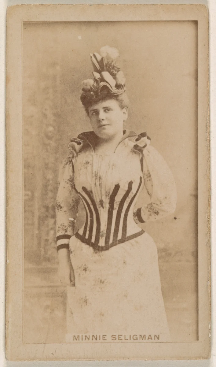Minnie Seligman, from the Actresses series (N245) issued by Kinney Brothers to promote Sweet Caporal Cigarettes by Kinney Brothers Tobacco Company, photograph, 1890