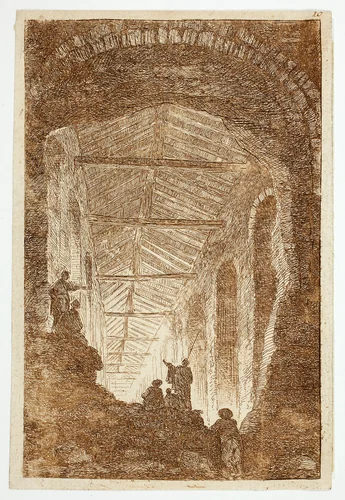 The Antique Gallery, plate ten from Les Soirées de Rome by Hubert Robert, print, 1753-1808