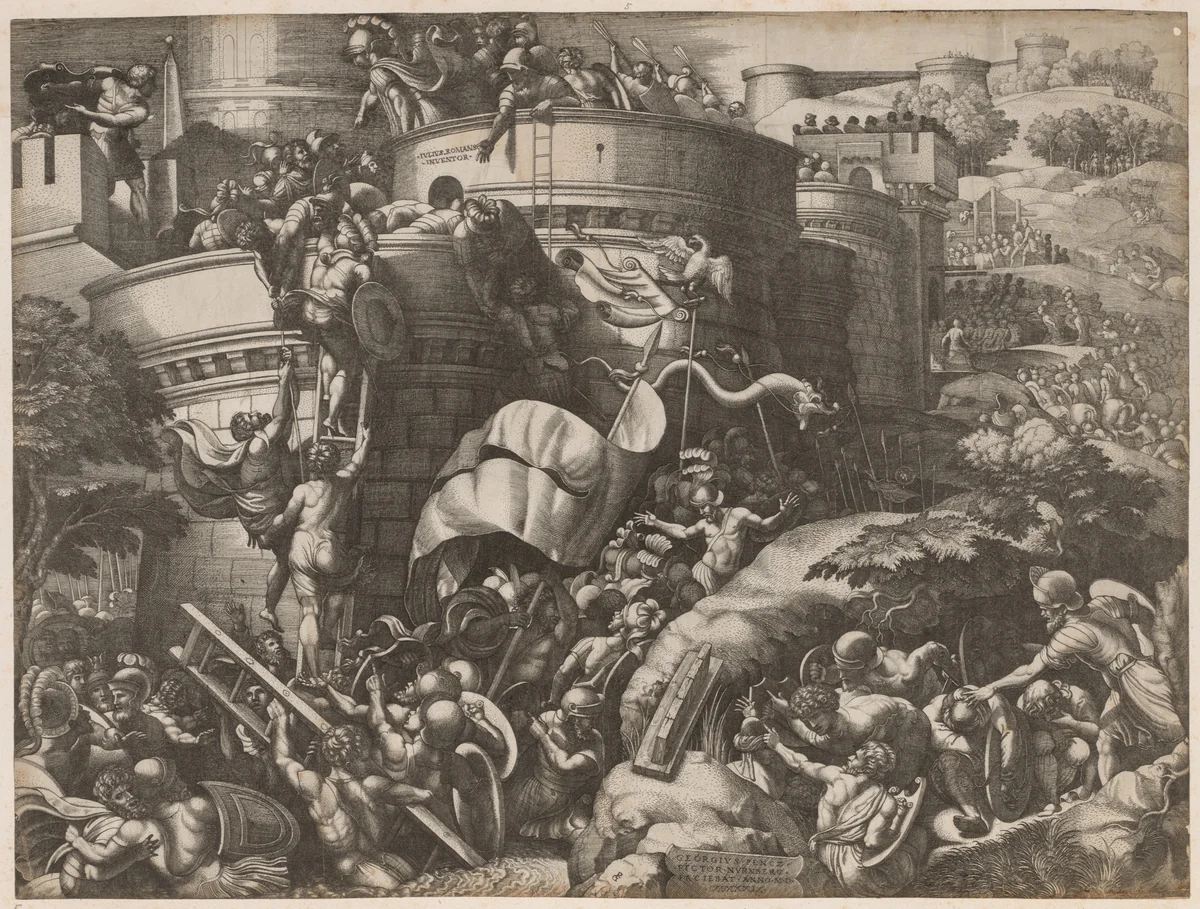 The Seige of Carthage by Georg Pencz, print, 1539