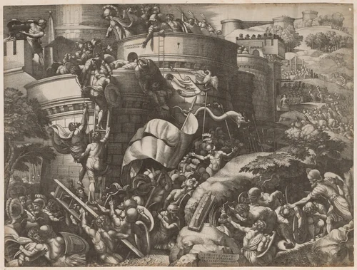 The Seige of Carthage by Georg Pencz, print, 1539