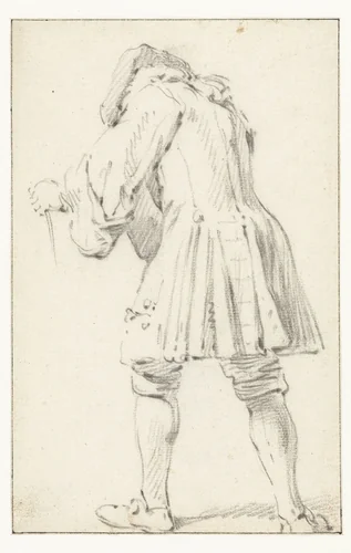 Standing Soldier, Seen from Behind by Dirk Maas, drawing, 1690