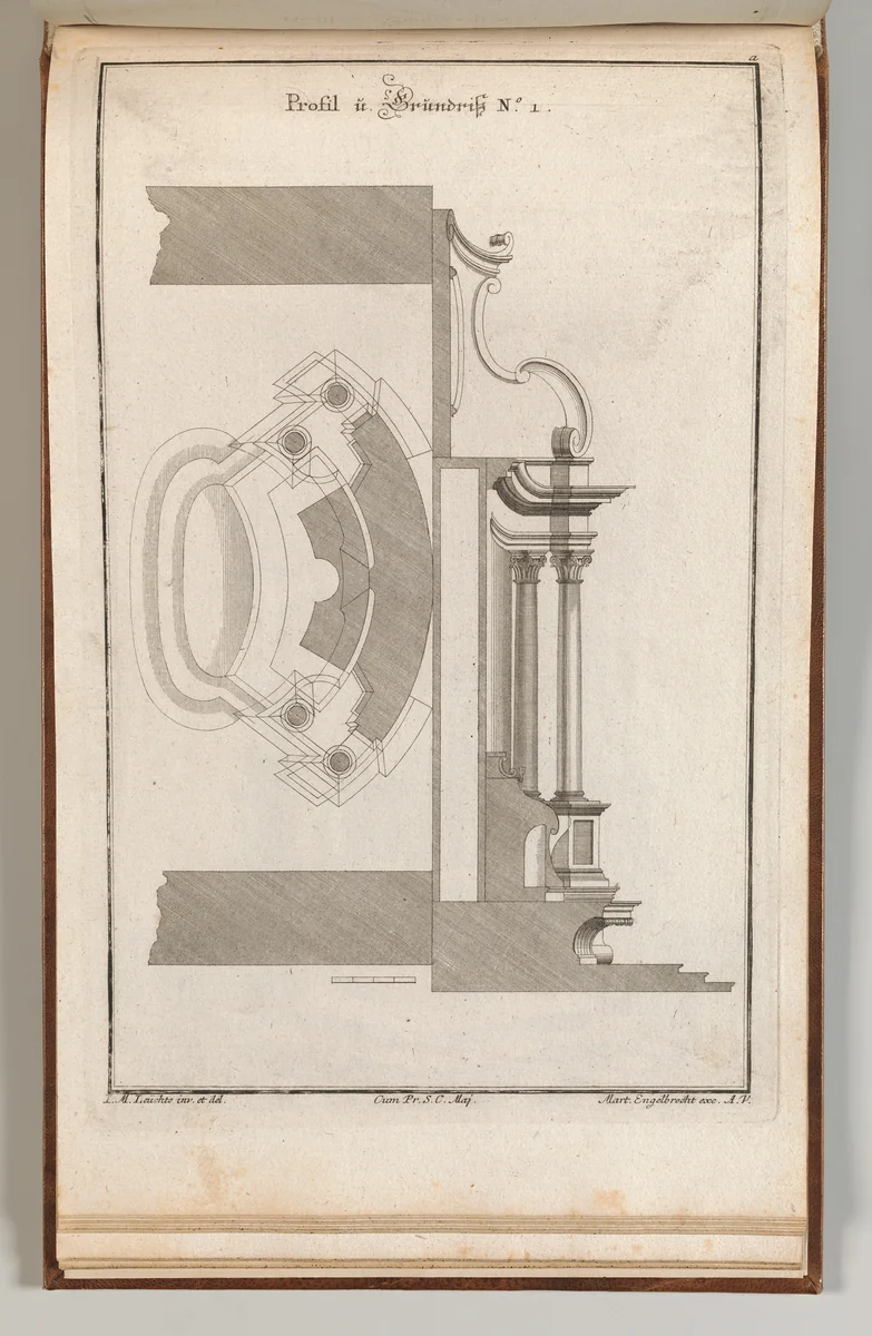 Floorplan and Side View of an Altar, Plate a (2) from 'Unterschiedliche Neu Inventierte Altäre mit darzu gehörigen Profillen u. Grundrißen.' by Johann Michael Leüchte, book, 1745-1755