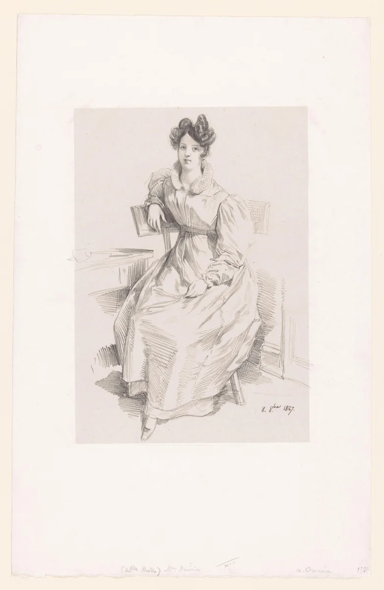 Portret van Céleste Motte by Achille Devéria, print, 1827