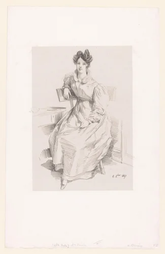 Portret van Céleste Motte by Achille Devéria, print, 1827