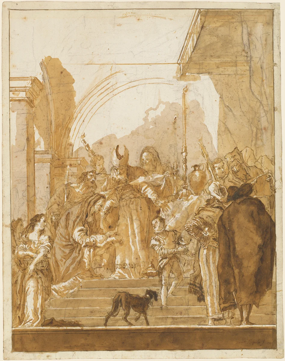 The Presentation in the Temple by Giovanni Domenico Tiepolo, drawing, 1785-1795