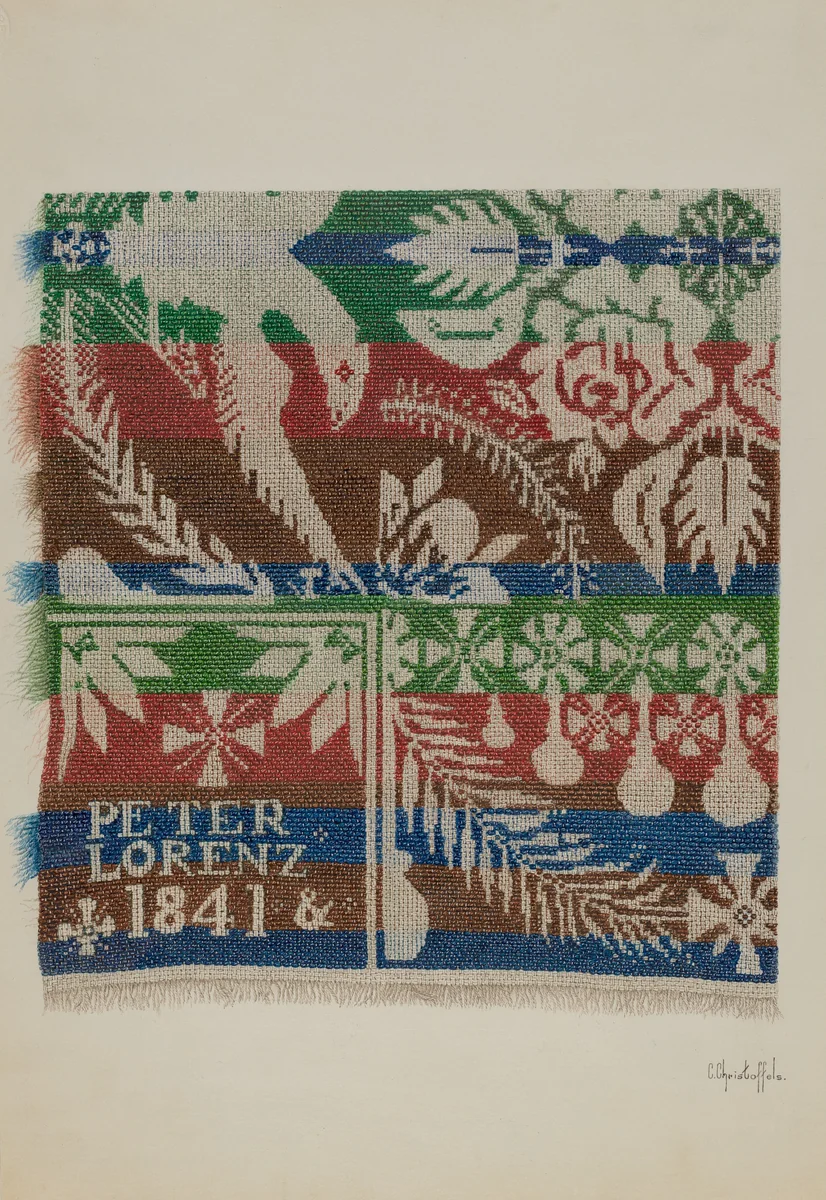 Coverlet by Cornelius Christoffels, index of american design, 1940