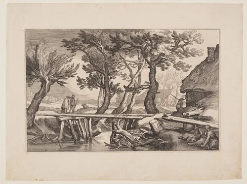 Plate 8, from Landscapes with Farmhouses by Boëtius Adamsz. Bolswert, print, 1614