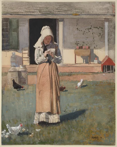 A Sick Chicken by Winslow Homer, drawing, 1874