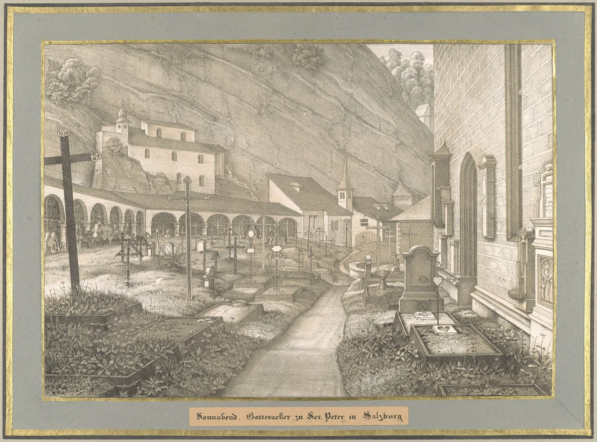 Sonnabend from Sieben Gegenden aus Salzburg und Berchtesgaden Geordnet nach den sieben Tagen der Woche, verbunden durch zwey allegorische Blätter (Seven Places in Salzburg and Berchtesgaden, Arranged According to the Seven Days of the Week) by Ferdinand Olivier, print, 1800-1841