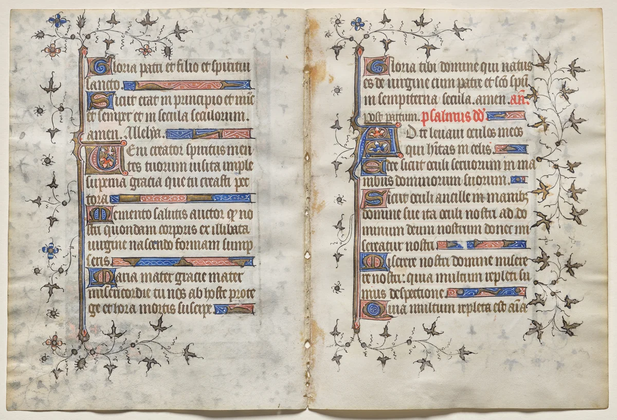 Bifolio from a Book of Hours: Text (verso) by Boucicaut Master, manuscript, 1410-1420