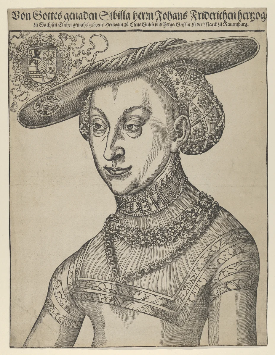 Sybilla of Cleves, Wife of John Frederic of Saxony by Lucas Cranach, print, 1472-1553