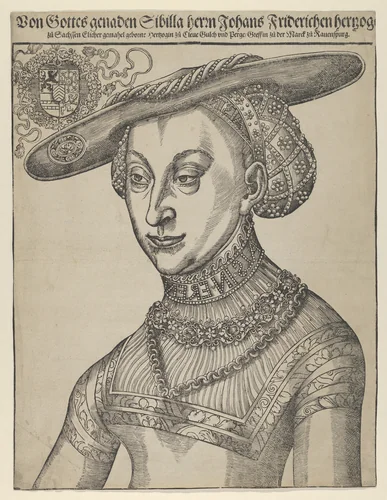 Sybilla of Cleves, Wife of John Frederic of Saxony by Lucas Cranach, print, 1472-1553