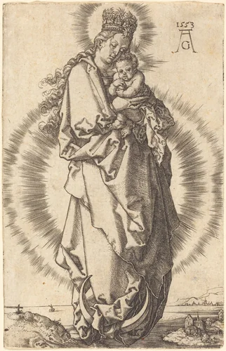 The Virgin with the Child on the Crescent by Heinrich Aldegrever, print, 1553