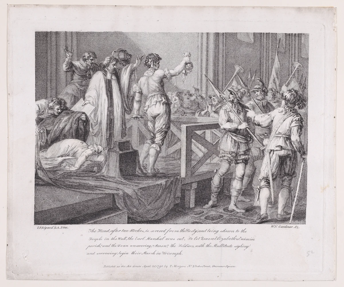Execution of Mary, Queen of Scots by William Nelson Gardiner, print, 1790