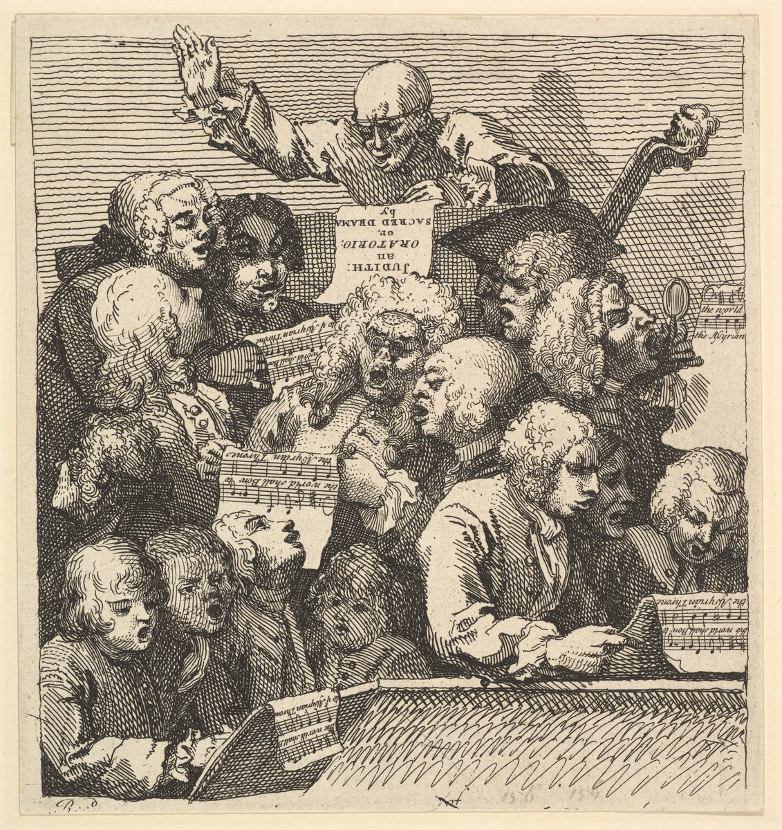 A Chorus of Singers, or The Oratorio by William Hogarth, print, 1732