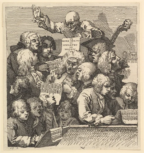 A Chorus of Singers, or The Oratorio by William Hogarth, print, 1732