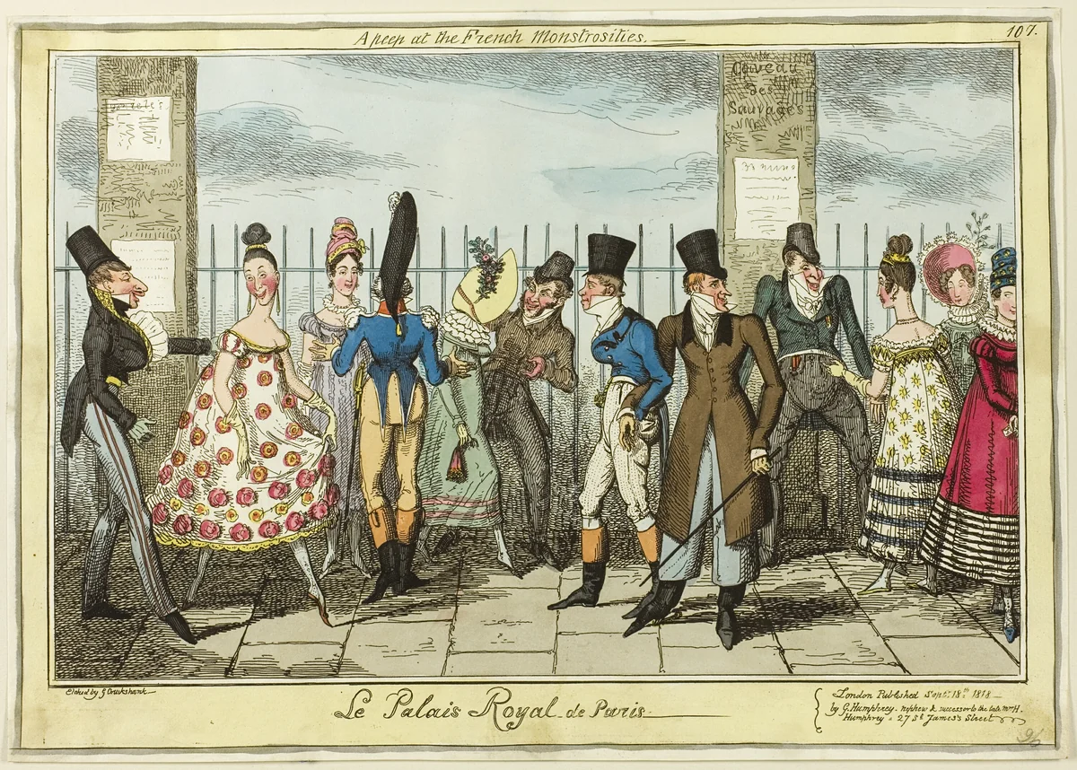 Le Palais Royal - de Paris by George Cruikshank, print, 1818