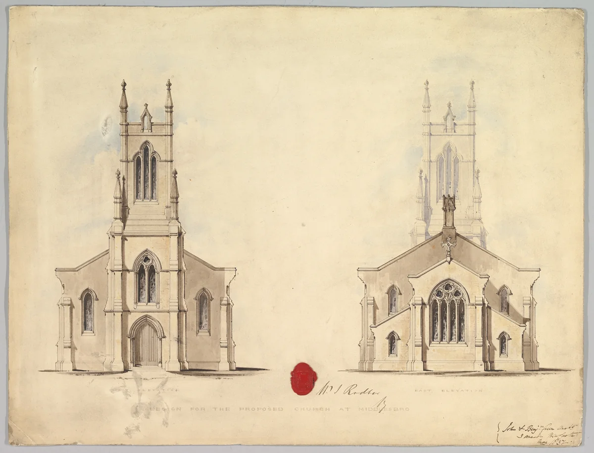 Design for the Proposed Church at Middlesborough by John Green, drawing, 1837