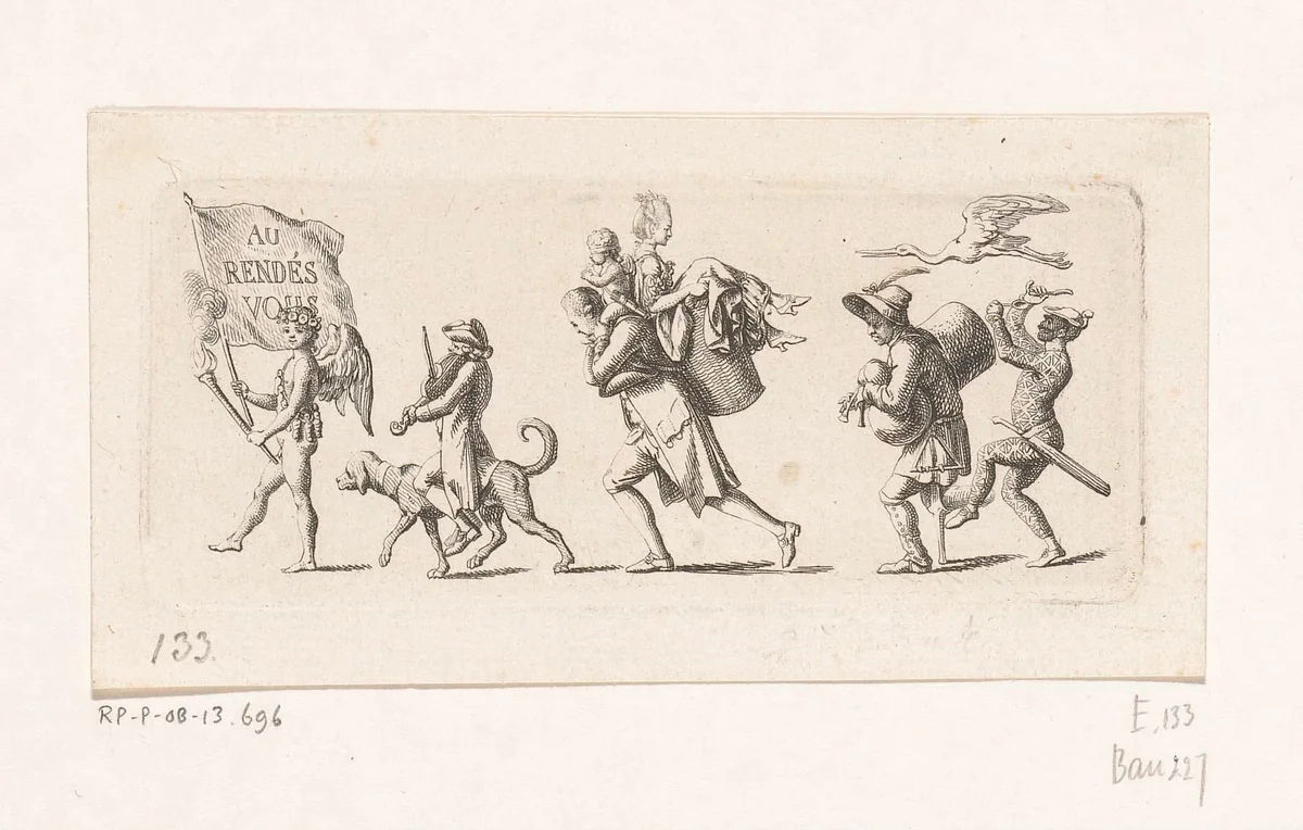 Naar huis brengen van de bruid by Daniel Nikolaus Chodowiecki, print, 1775