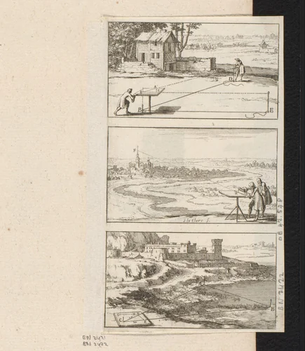 Gebruik van de meetplank geïllustreerd by Sébastien Leclerc, print, 1690