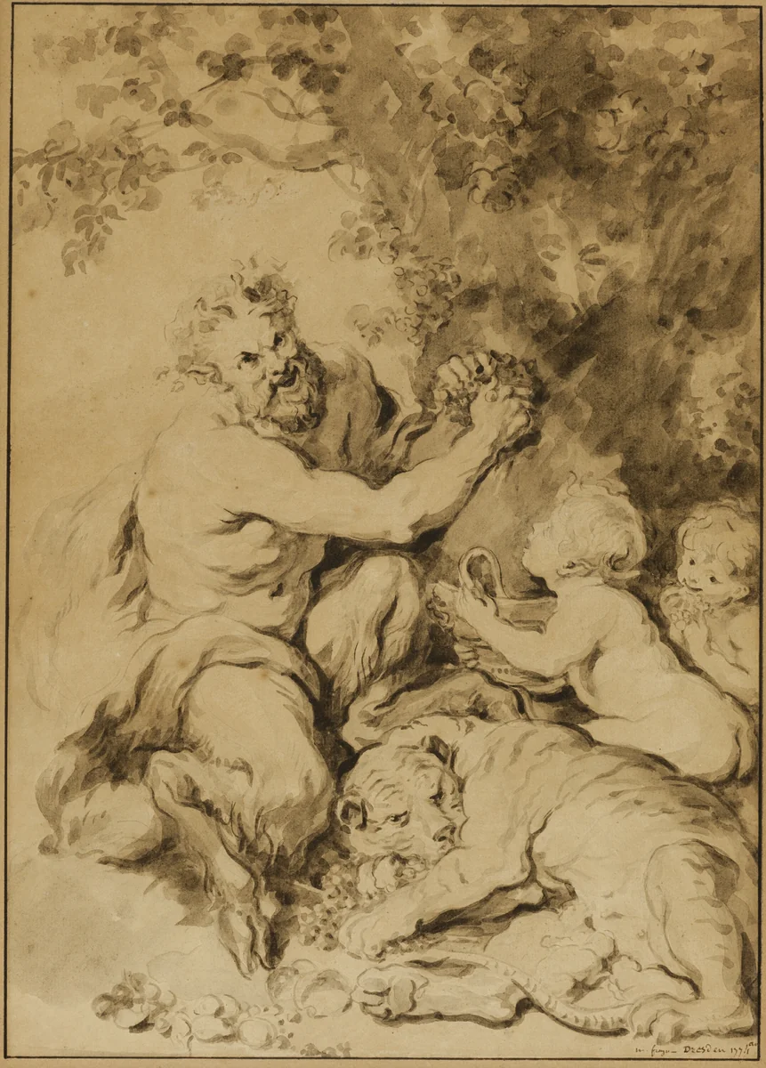 Satyr Pressing Grapes Beside a Tiger by Jean-Honoré Fragonard
Peter Paul Rubens, drawing, 1774