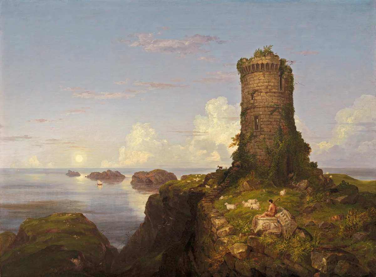 Italian Coast Scene with Ruined Tower by Thomas Cole, painting, 1838