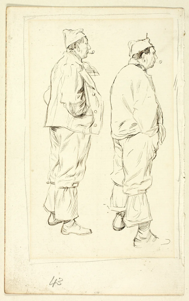 Two Sketches of Standing Laborer by Henry Stacy Marks, drawing, 1849-1898