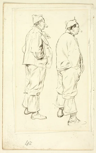 Two Sketches of Standing Laborer by Henry Stacy Marks, drawing, 1849-1898