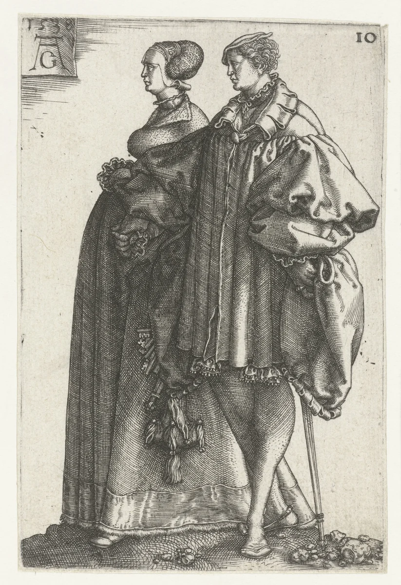 Dansend paar no. 10 by Unknown, print, 1538